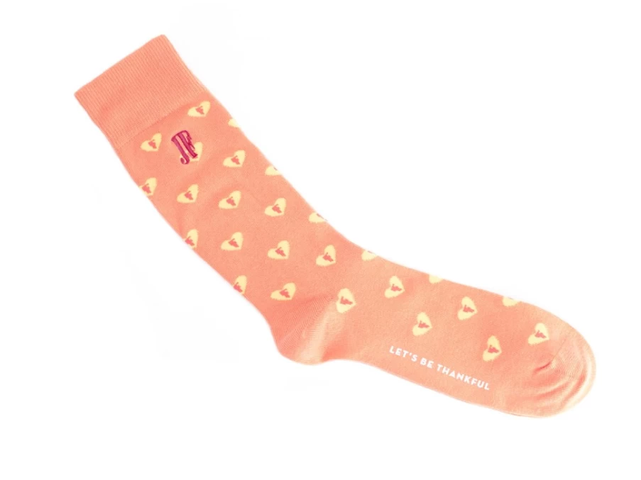 Fluevog Shoes Peach Heart-Embroidered Fine Vog Socks for Women & Men