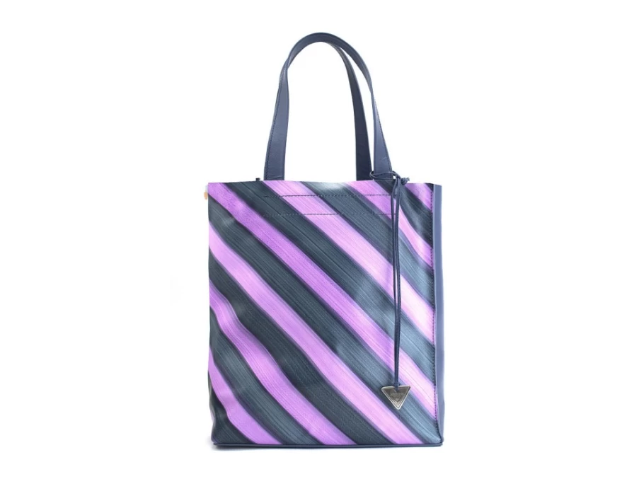 Fluevog Shoes Adelia Modern Tote Bag in Purple Stripe - Stylish & Functional Handbag