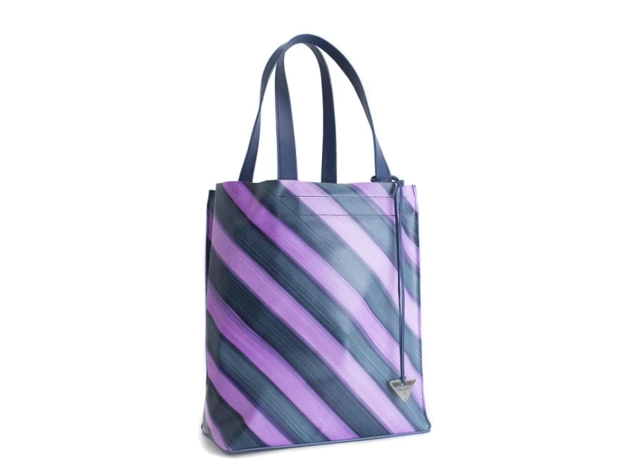 Fluevog Shoes Adelia Modern Tote Bag in Purple Stripe - Stylish & Functional Handbag