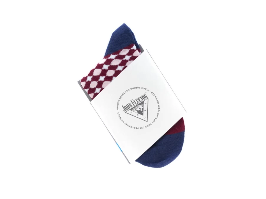 Fluevog Shoes Red/White Floral Pattern Socks - Adeline Vog Socks for Women