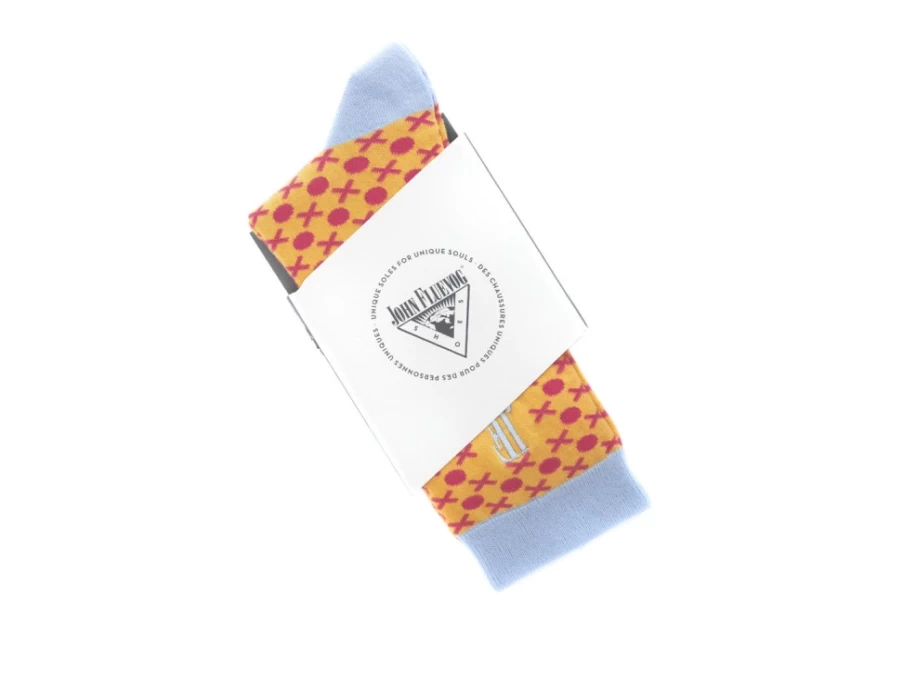 Fluevog Shoes Xo Vog Socks | Yellow/Red Printed Ankle Socks for Men & Women