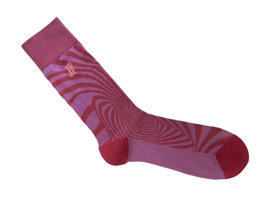 Fluevog Shoes Ford Vog Socks | Purple/Red Optical Illusion Dress Socks for Men & Women