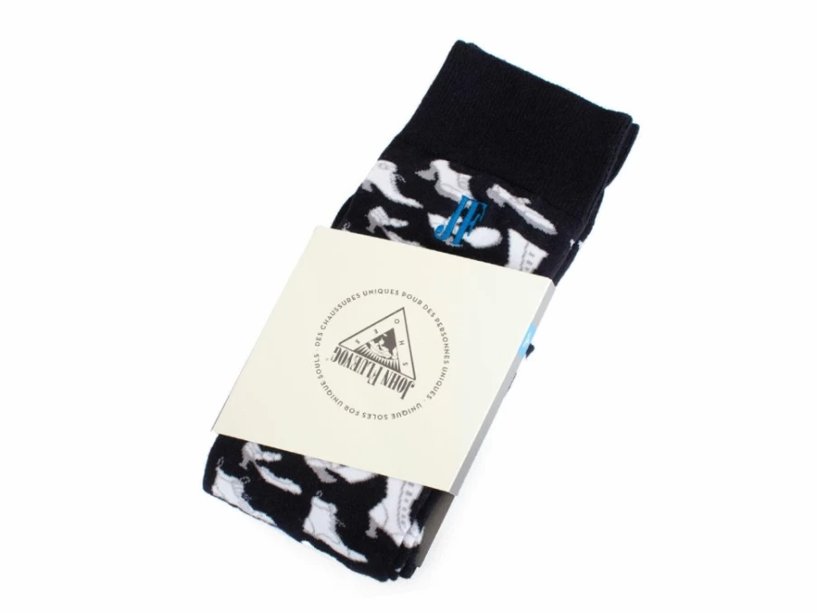 Fluevog Shoes Stanzi Vog Socks - Black/White Filled Socks for Fluevog Footwear