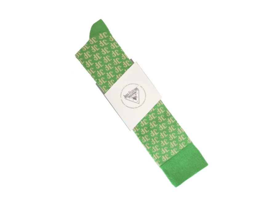 Fluevog Shoes Green Qwerty Vog Monogram Socks | Stylish Designer Socks