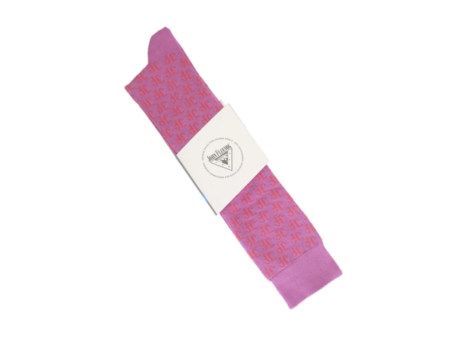 Fluevog Shoes Qwerty Vog Pink Monogram Socks for Men & Women