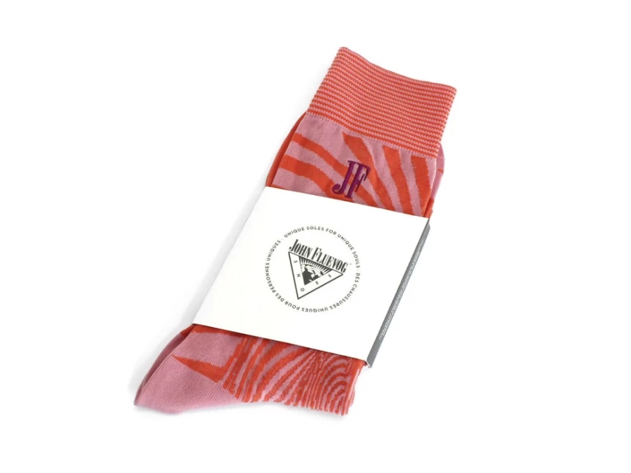 Fluevog Shoes Ford Vog Socks | Pink/Orange Optical Illusion Pattern Socks