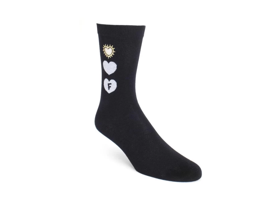 Fluevog Shoes Luna Vog Socks with Hearts - Black Stylish Comfort Socks