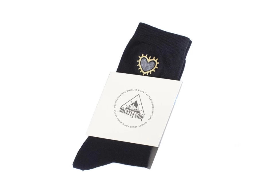 Fluevog Shoes Luna Vog Socks with Hearts - Black Stylish Comfort Socks