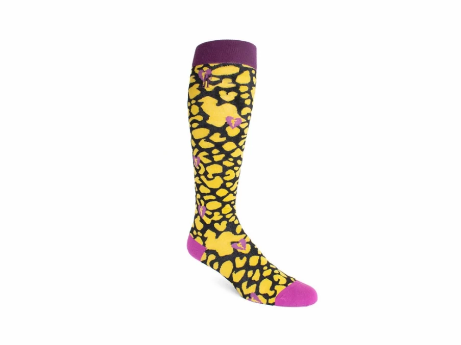 Fluevog Pippin Vog Knee High Socks - Yellow & Black Striped Pattern Socks for Women & Men
