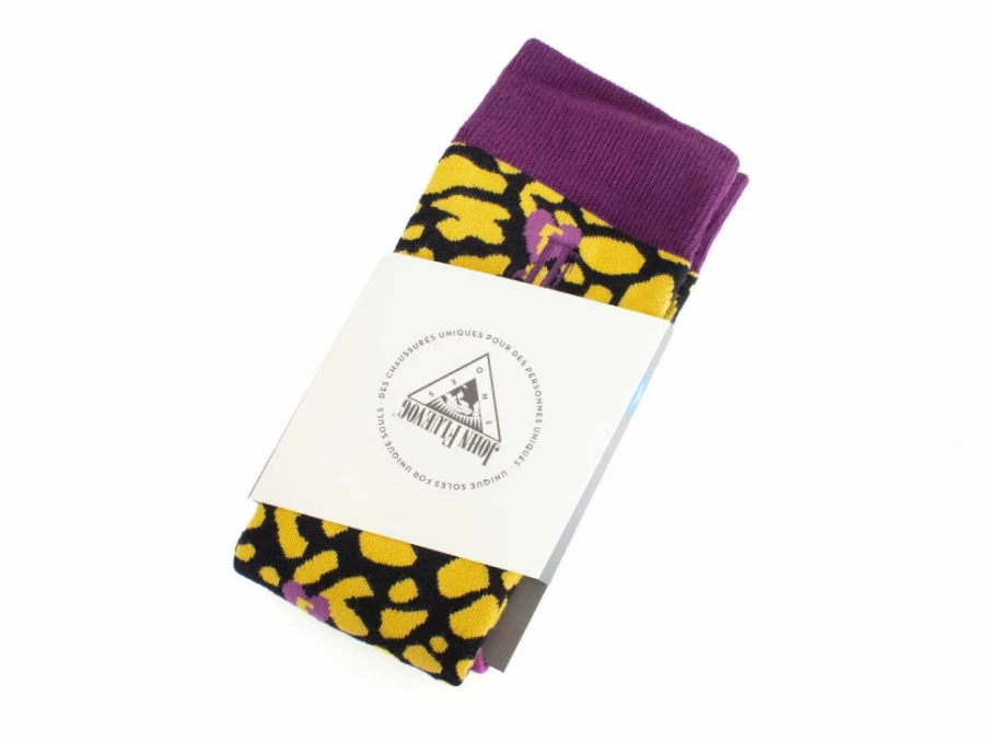 Fluevog Pippin Vog Knee High Socks - Yellow & Black Striped Pattern Socks for Women & Men