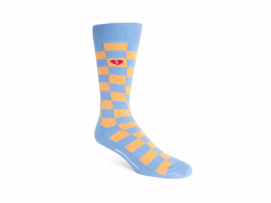 Fluevog Shoes Orange/Blue Checkered Diego Vog Socks for Men & Women