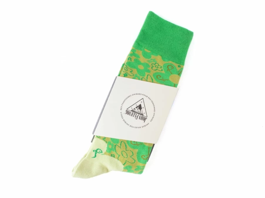 Fluevog Shoes Green Floral Monkey Vog Socks | Custom Design