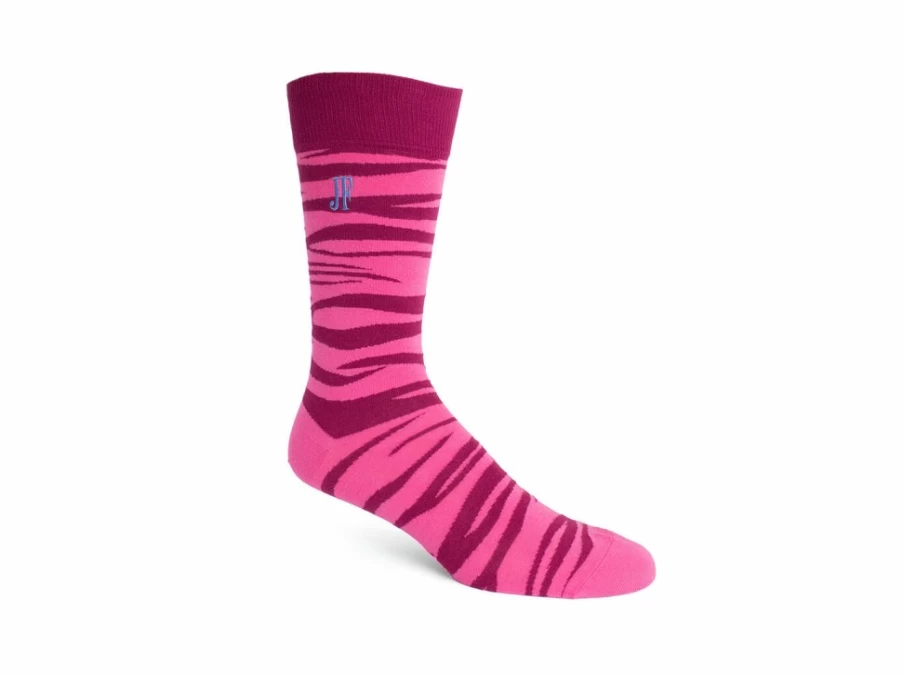 Fluevog Shoes Sargent Vog Socks - Burgundy/Fuschia Zebra Pattern Socks for Men & Women