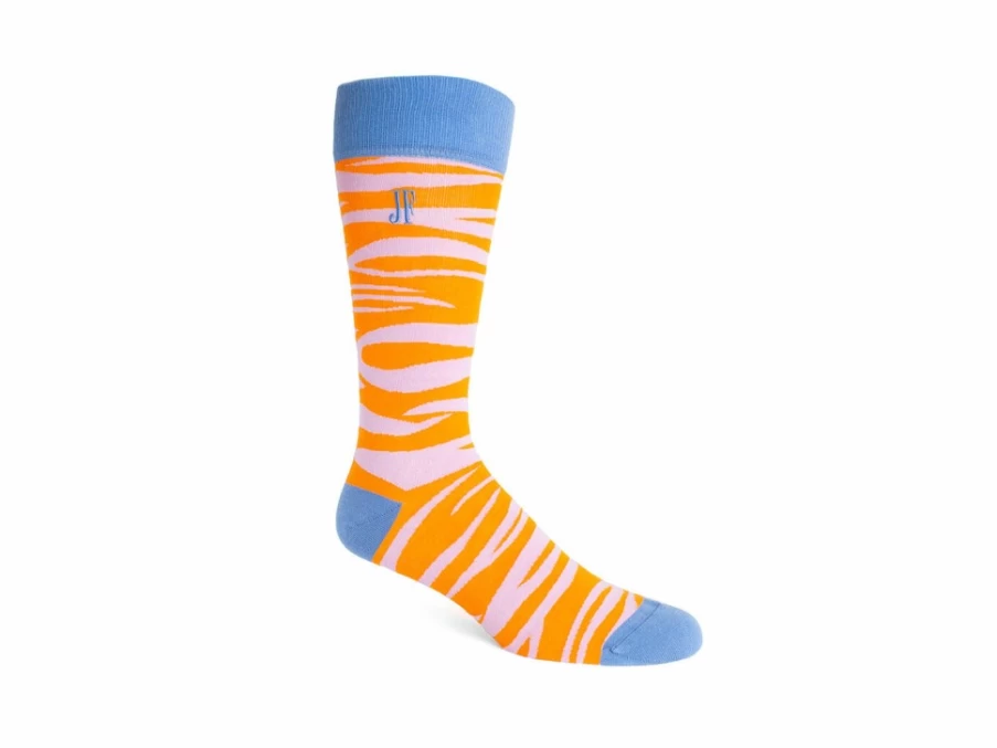 Fluevog Shoes Orange Lavender Zebra Pattern Socks | Sargent Vog Style