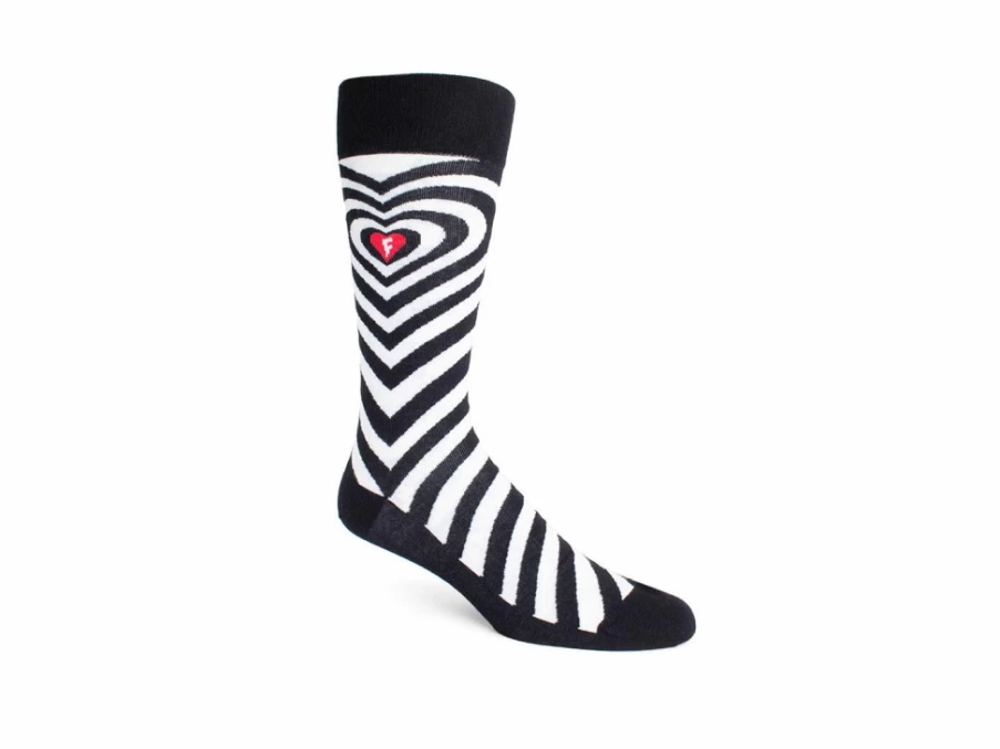 Fluevog Shoes Baobao Vog Heart Illusion Socks - Black/White Patterned Fashion Socks