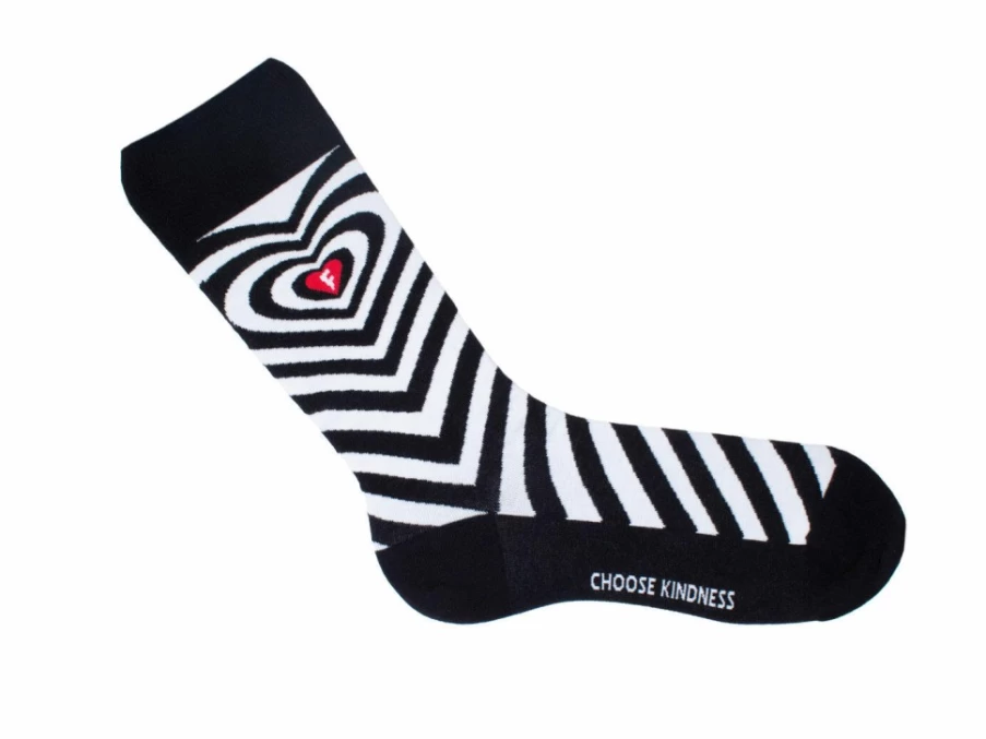 Fluevog Shoes Baobao Vog Heart Illusion Socks - Black/White Patterned Fashion Socks