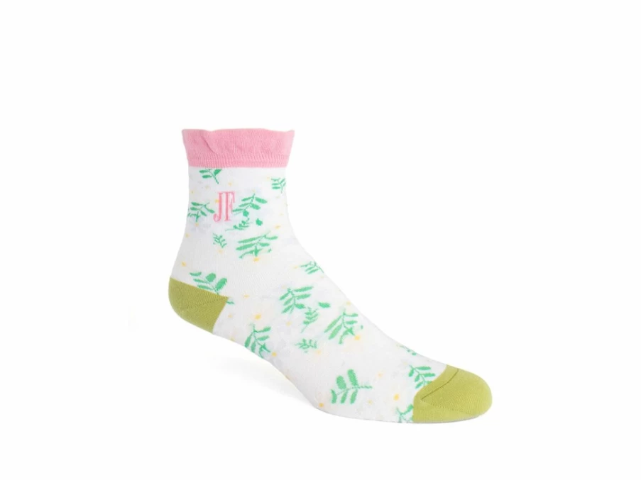 Fluevog Shoes Purrcy Vog Floral Ruffle Socks for Women