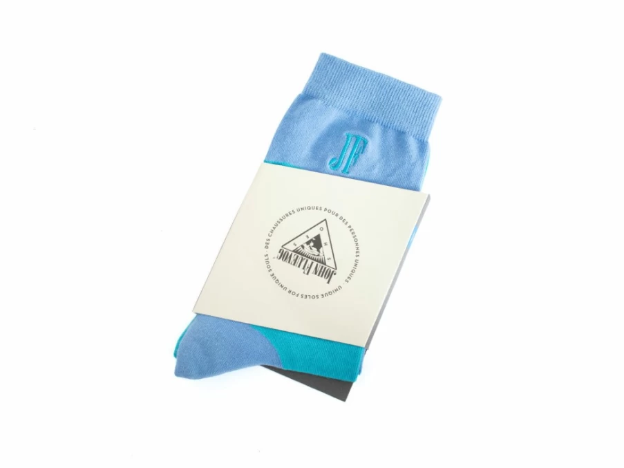 Fluevog Shoes Tobiko Vog Socks - Turquoise/Blue Contrast Pattern Socks for Men & Women