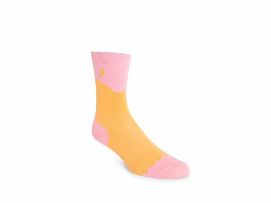 Fluevog Shoes Tobiko Vog Socks - Peach/Pink Contrast Pattern Socks for Men & Women