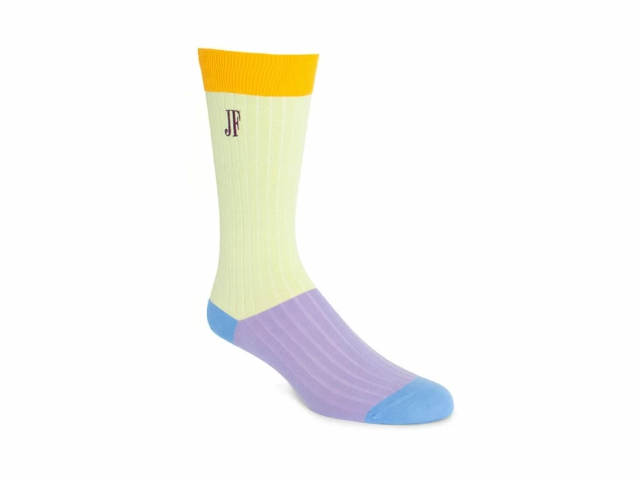Fluevog Shoes Archer Vog Colourblock Socks - Green Stylish Comfortable Socks for Men & Women