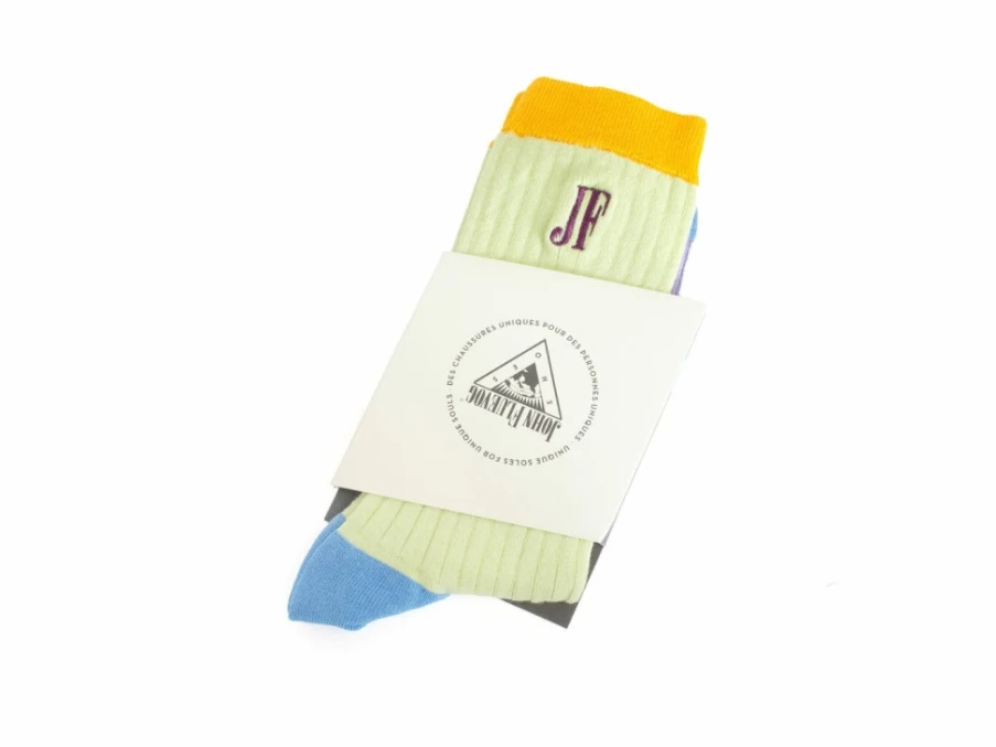 Fluevog Shoes Archer Vog Colourblock Socks - Green Stylish Comfortable Socks for Men & Women