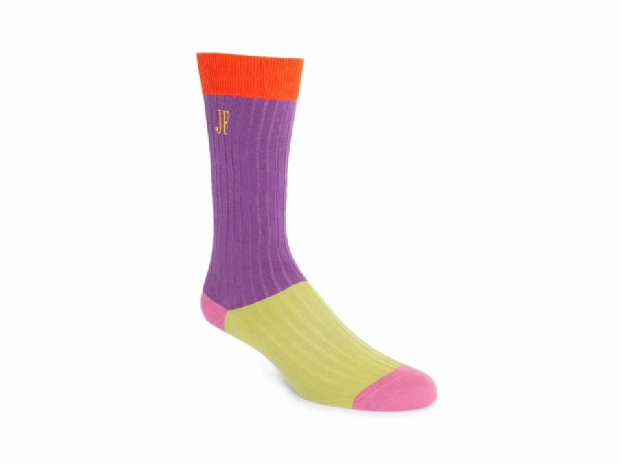 Fluevog Shoes Archer Vog Colourblock Socks - Purple Stylish Comfort