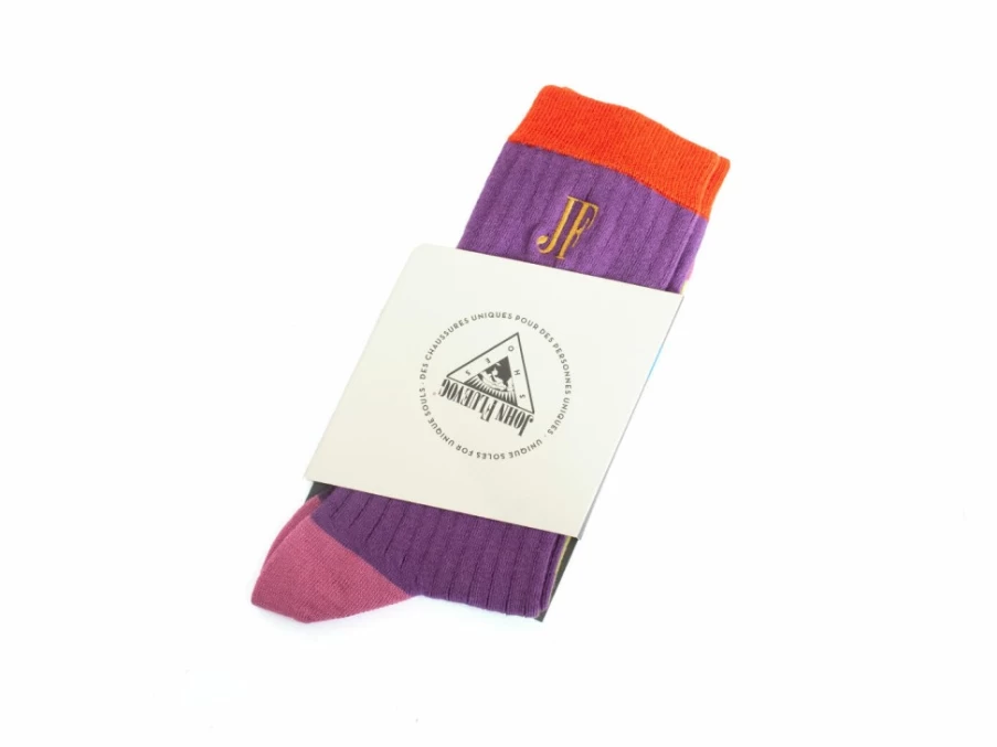 Fluevog Shoes Archer Vog Colourblock Socks - Purple Stylish Comfort