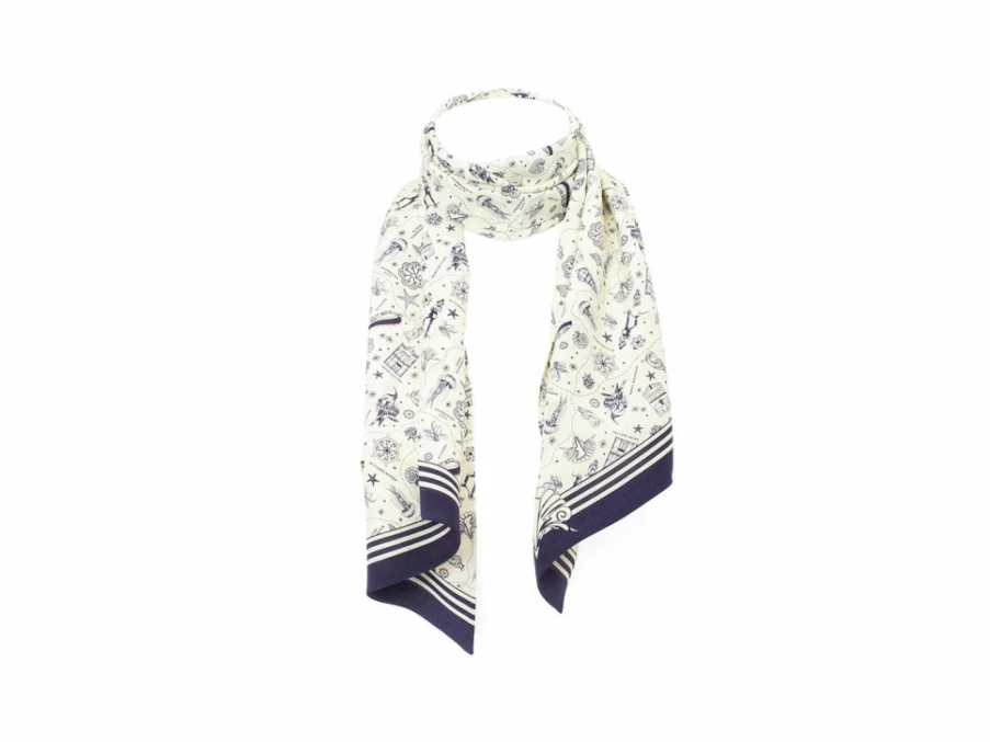 Fluevog Shoes Vog Island Slim Scarf - Nautical Tie Scarf in Cream & Navy