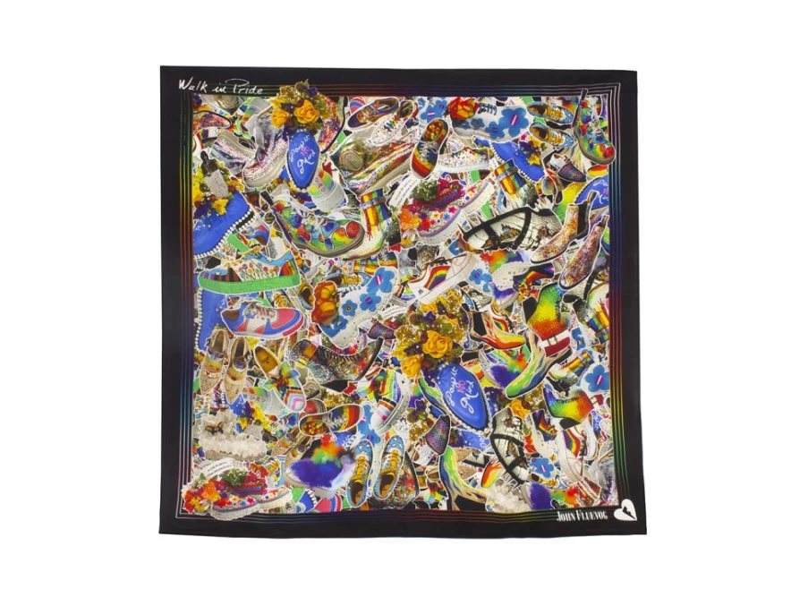 Fluevog Shoes Pride Scarf | Custom Multi-Color Silk Scarf for LGBTQ+ Pride