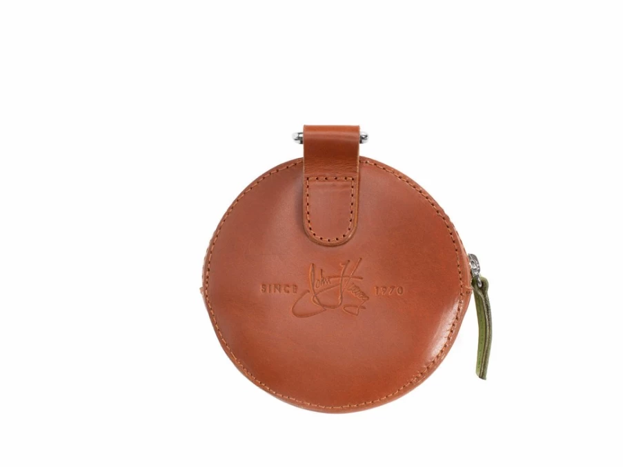 Fluevog Shoes Round Clip-On Pouch - Kitty Design in Brown & Blue | Stylish & Functional Accessory