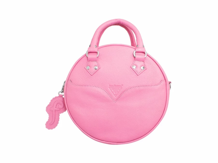 Fluevog Shoes Pink Round Leather Bag | Lucy Style Handbag