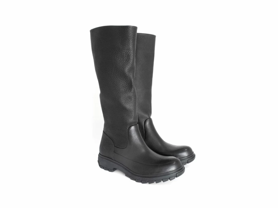Fluevog Shoes Samedi Tall Black Zip-Up Boots for Women | Waterproof Leather Ankle Boots