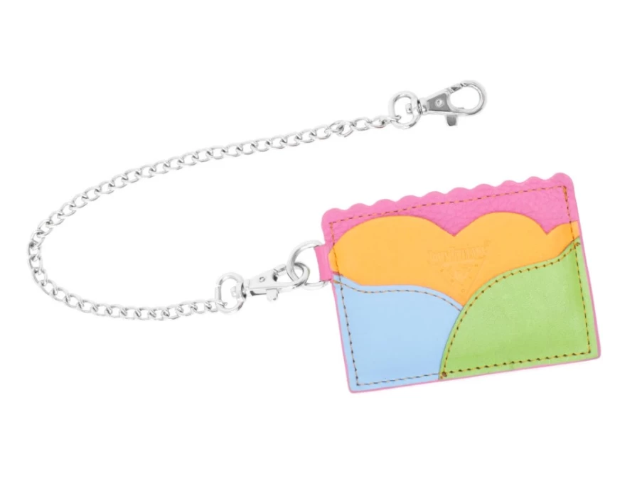 Fluevog Shoes Kip Multi-Color Cardholder with Detachable Chain – Stylish & Functional Wallet Accessory