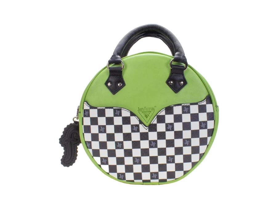 Fluevog Shoes Green/Check Round Leather Bag - Lucy Style Handbag