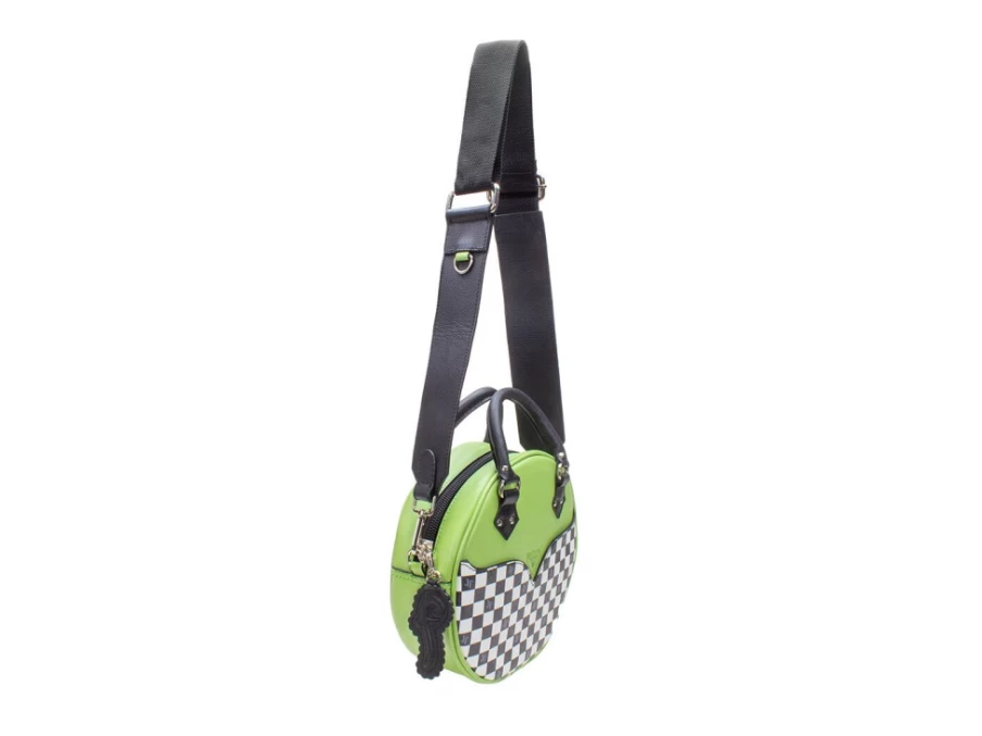 Fluevog Shoes Green/Check Round Leather Bag - Lucy Style Handbag