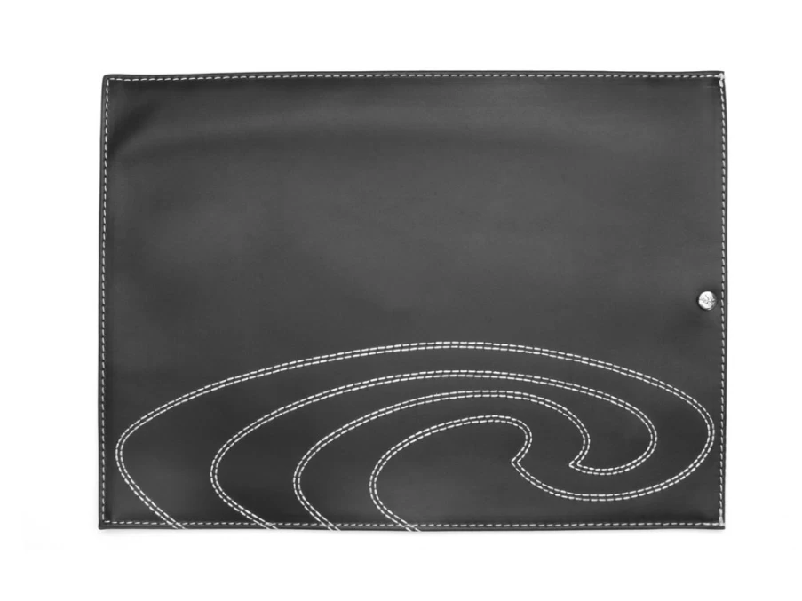 Fluevog Shoes Black Leather Laptop Sleeve | Fiz Biz Protective Case for MacBook & Notebooks
