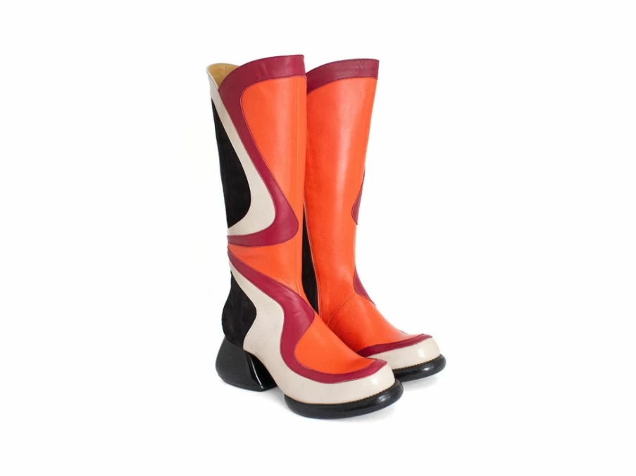 Fluevog Shoes Warhol Raspberry Multi Leather Boots