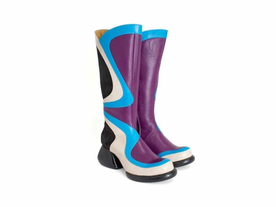 Fluevog Shoes Warhol Multi Leather Boot in Turquoise Multi | Andy Warhol Inspired Design