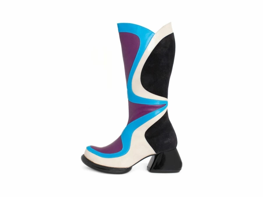 Fluevog Shoes Warhol Multi Leather Boot in Turquoise Multi | Andy Warhol Inspired Design