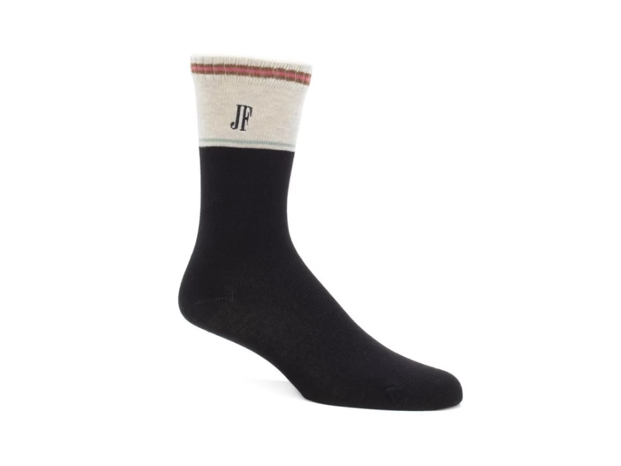 Fluevog Shoes Citta Vog Thick Colourblock Socks - Black/Beige Comfortable Casual Footwear