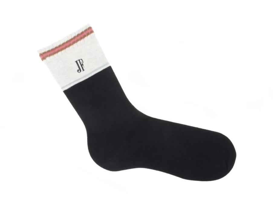 Fluevog Shoes Citta Vog Thick Colourblock Socks - Black/Beige Comfortable Casual Footwear