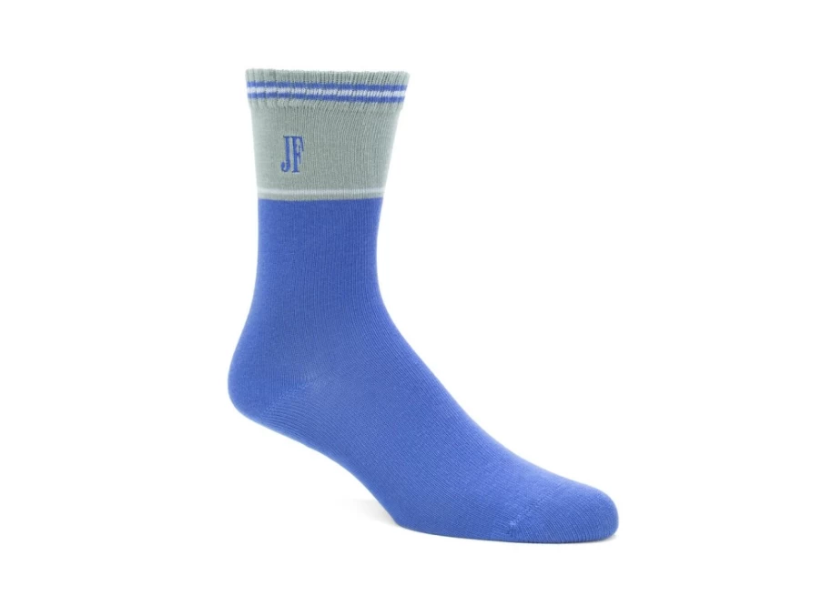 Fluevog Shoes Citta Vog Thick Colourblock Socks - Blue/Green Striped Casual Socks for Men & Women
