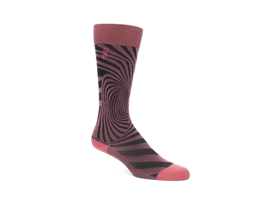Fluevog Shoes Oberon Vog Knee-High Socks | Pink & Black Optical Illusion Pattern