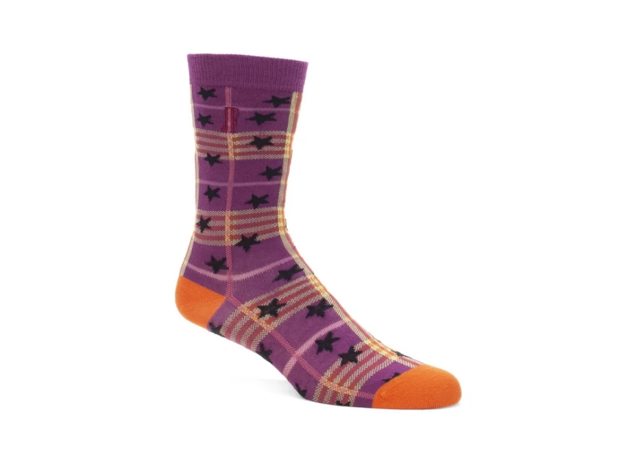 Fluevog Shoes Purple Plaid and Stars Socks | Ebi Vog Socks