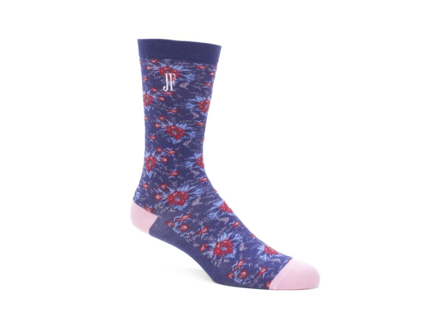Fluevog Shoes Navy Vintage Floral Socks | Rey Vog Socks for Women & Men