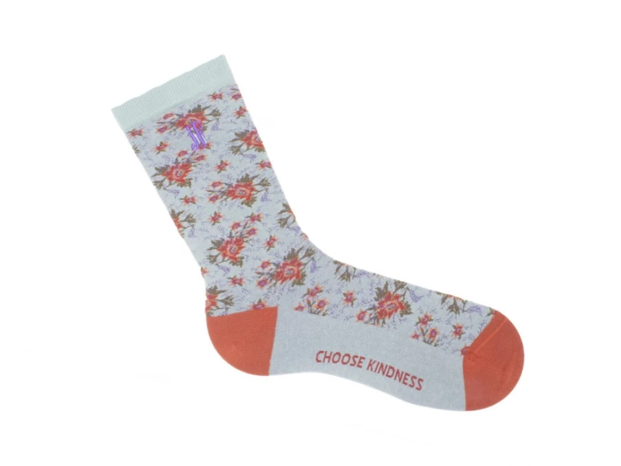 Fluevog Shoes Vintage Floral Socks for Men & Women - Teal/Copper Rey Vog Pattern Comfortable Casual Socks