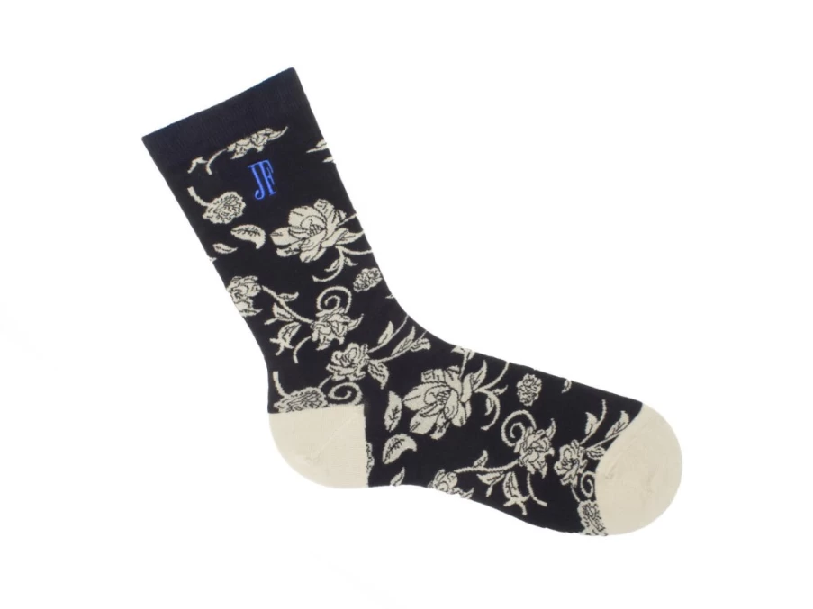 Fluevog Shoes Custom Floral Socks for Women - Black Vog Socks | Unique Handcrafted Design