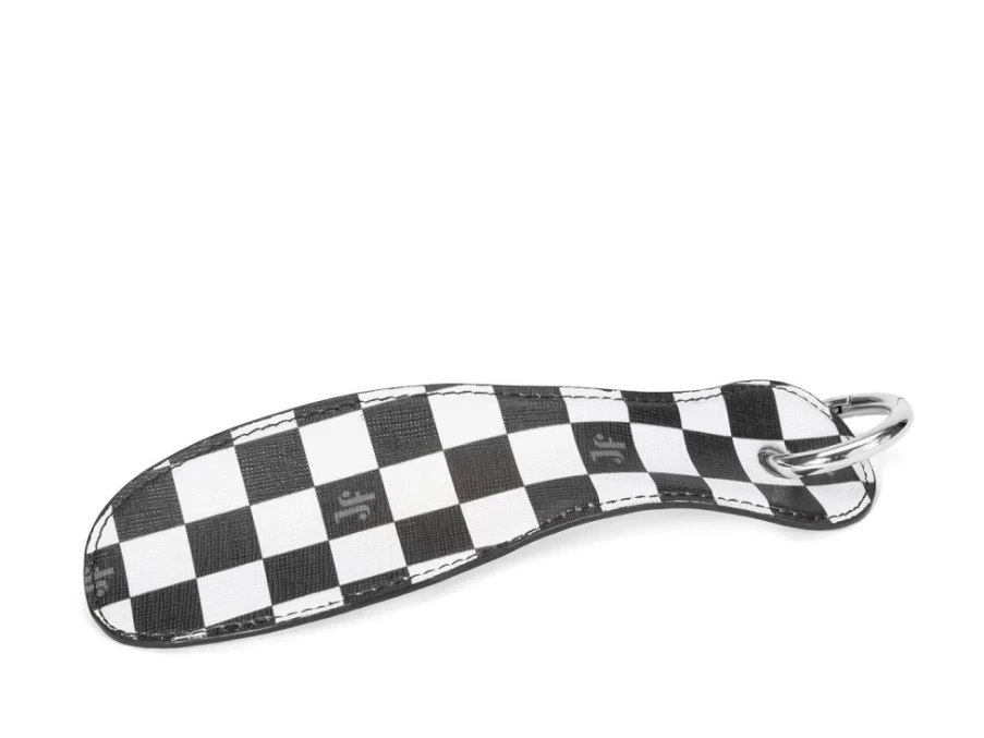 Fluevog Shoes Ding Dong Shoe Horn - Black & White Check Long Handle Shoehorn for Easy Slip-On