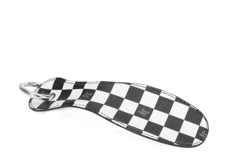 Fluevog Shoes Ding Dong Shoe Horn - Black & White Check Long Handle Shoehorn for Easy Slip-On
