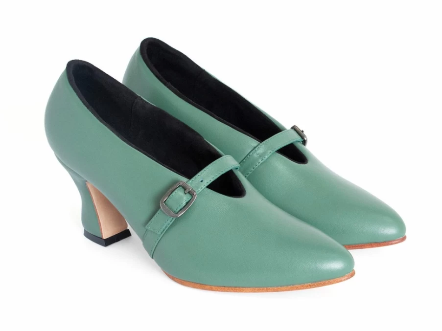 Fluevog Shoes Minimalistic Padded Pump Kit - Green Comfortable Heels